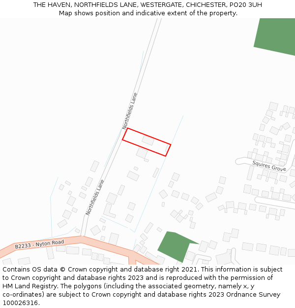 THE HAVEN, NORTHFIELDS LANE, WESTERGATE, CHICHESTER, PO20 3UH: Location map and indicative extent of plot