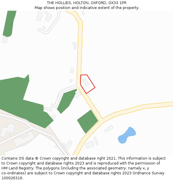 THE HOLLIES, HOLTON, OXFORD, OX33 1PR: Location map and indicative extent of plot