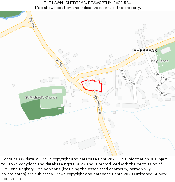 THE LAWN, SHEBBEAR, BEAWORTHY, EX21 5RU: Location map and indicative extent of plot