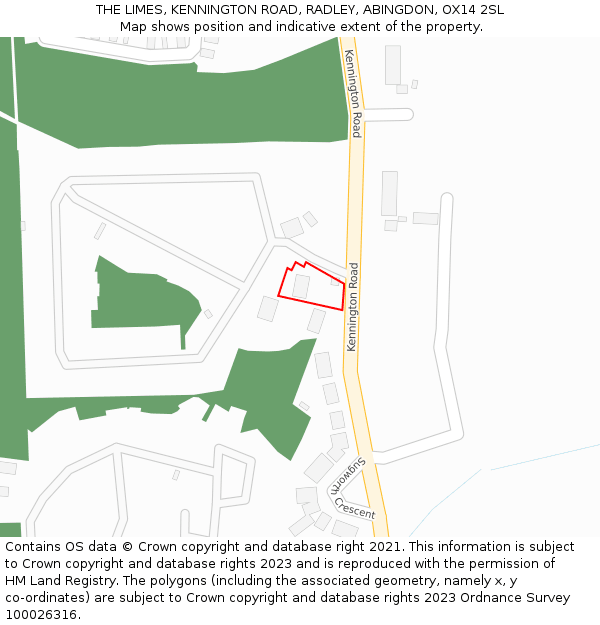 THE LIMES, KENNINGTON ROAD, RADLEY, ABINGDON, OX14 2SL: Location map and indicative extent of plot