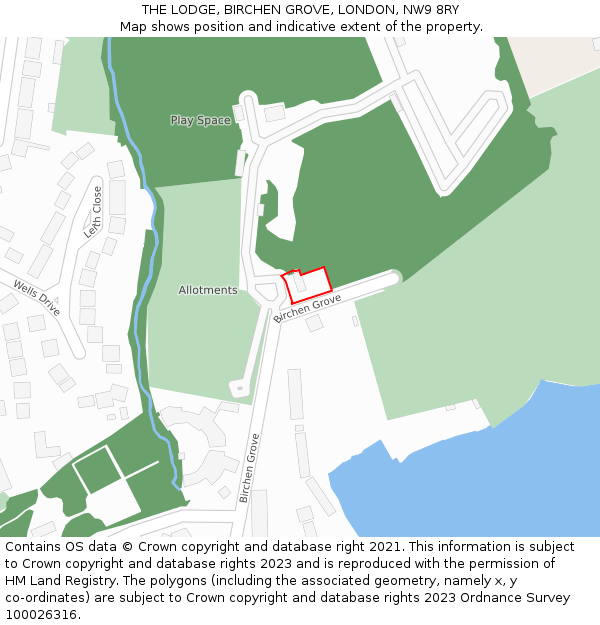 THE LODGE, BIRCHEN GROVE, LONDON, NW9 8RY: Location map and indicative extent of plot