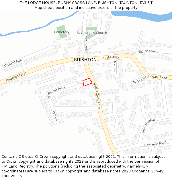 THE LODGE HOUSE, BUSHY CROSS LANE, RUISHTON, TAUNTON, TA3 5JT: Location map and indicative extent of plot