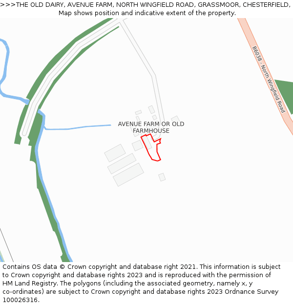 THE OLD DAIRY, AVENUE FARM, NORTH WINGFIELD ROAD, GRASSMOOR, CHESTERFIELD, S42 5EA: Location map and indicative extent of plot