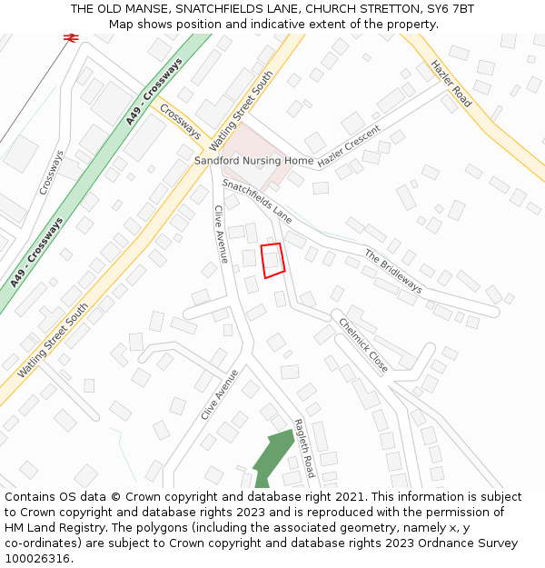 THE OLD MANSE, SNATCHFIELDS LANE, CHURCH STRETTON, SY6 7BT: Location map and indicative extent of plot