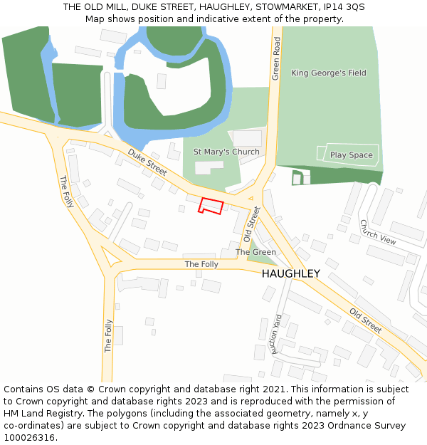 THE OLD MILL, DUKE STREET, HAUGHLEY, STOWMARKET, IP14 3QS: Location map and indicative extent of plot