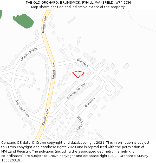 THE OLD ORCHARD, BRUNSWICK, RYHILL, WAKEFIELD, WF4 2DH: Location map and indicative extent of plot