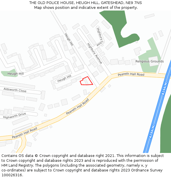 THE OLD POLICE HOUSE, HEUGH HILL, GATESHEAD, NE9 7NS: Location map and indicative extent of plot