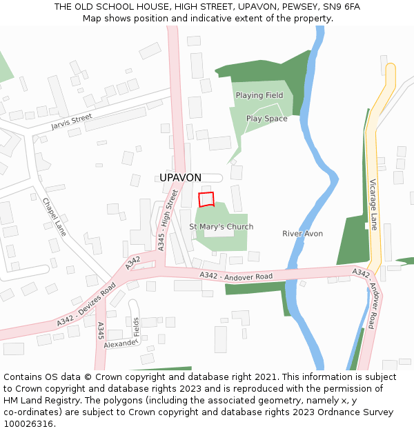 THE OLD SCHOOL HOUSE, HIGH STREET, UPAVON, PEWSEY, SN9 6FA: Location map and indicative extent of plot