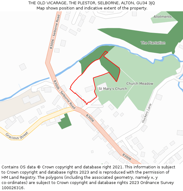 THE OLD VICARAGE, THE PLESTOR, SELBORNE, ALTON, GU34 3JQ: Location map and indicative extent of plot