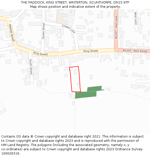 THE PADDOCK, KING STREET, WINTERTON, SCUNTHORPE, DN15 9TP: Location map and indicative extent of plot