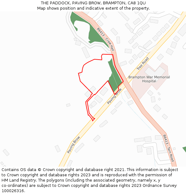 THE PADDOCK, PAVING BROW, BRAMPTON, CA8 1QU: Location map and indicative extent of plot