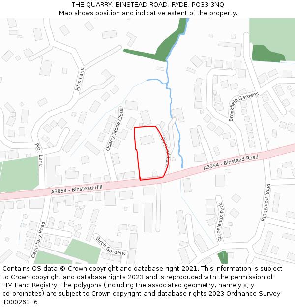 THE QUARRY, BINSTEAD ROAD, RYDE, PO33 3NQ: Location map and indicative extent of plot