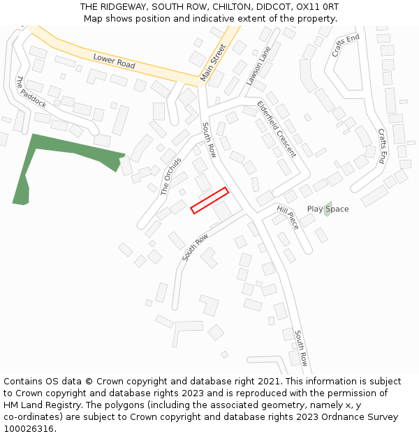 THE RIDGEWAY, SOUTH ROW, CHILTON, DIDCOT, OX11 0RT: Location map and indicative extent of plot