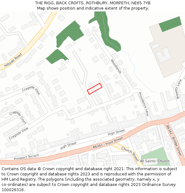 THE RIGG, BACK CROFTS, ROTHBURY, MORPETH, NE65 7YB: Location map and indicative extent of plot