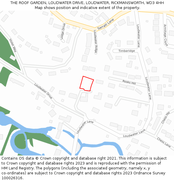 THE ROOF GARDEN, LOUDWATER DRIVE, LOUDWATER, RICKMANSWORTH, WD3 4HH: Location map and indicative extent of plot