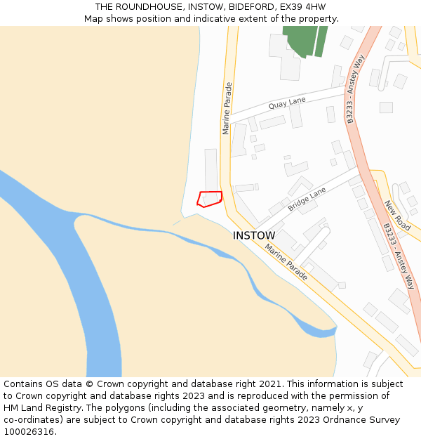 THE ROUNDHOUSE, INSTOW, BIDEFORD, EX39 4HW: Location map and indicative extent of plot