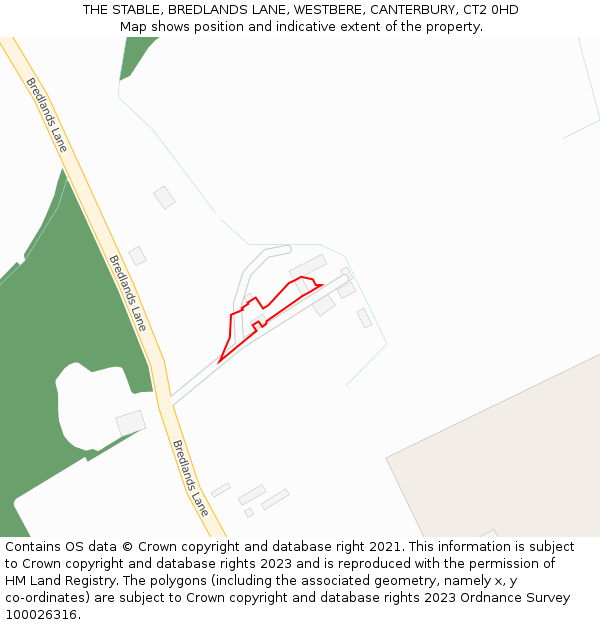 THE STABLE, BREDLANDS LANE, WESTBERE, CANTERBURY, CT2 0HD: Location map and indicative extent of plot