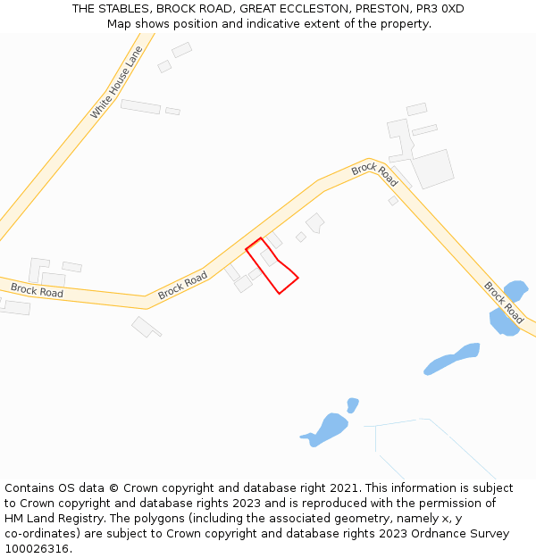 THE STABLES, BROCK ROAD, GREAT ECCLESTON, PRESTON, PR3 0XD: Location map and indicative extent of plot