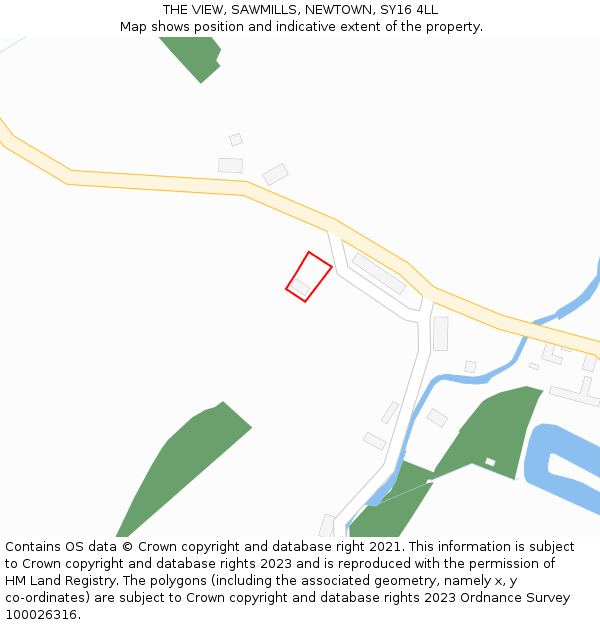 THE VIEW, SAWMILLS, NEWTOWN, SY16 4LL: Location map and indicative extent of plot