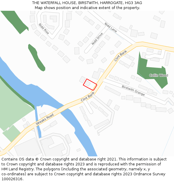 THE WATERFALL HOUSE, BIRSTWITH, HARROGATE, HG3 3AG: Location map and indicative extent of plot