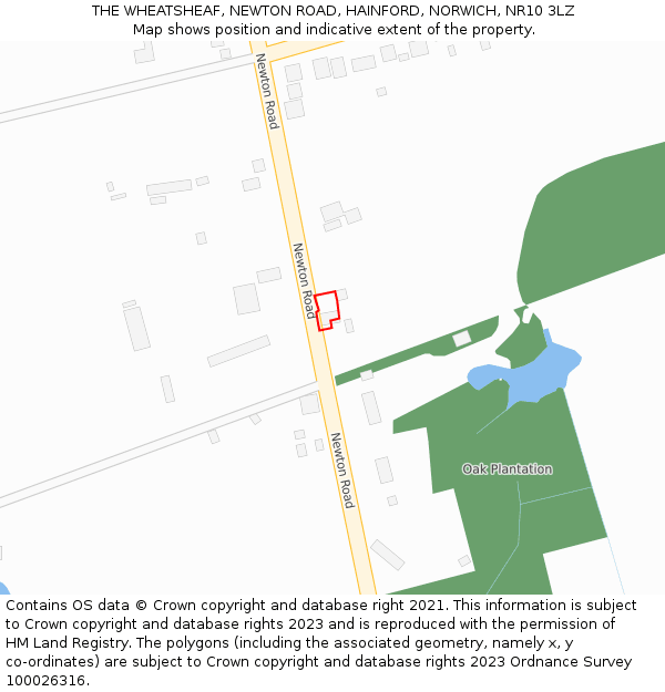 THE WHEATSHEAF, NEWTON ROAD, HAINFORD, NORWICH, NR10 3LZ: Location map and indicative extent of plot