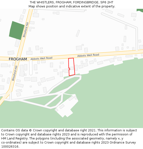 THE WHISTLERS, FROGHAM, FORDINGBRIDGE, SP6 2HT: Location map and indicative extent of plot