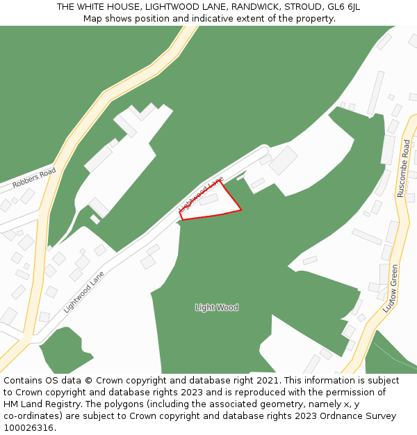 THE WHITE HOUSE, LIGHTWOOD LANE, RANDWICK, STROUD, GL6 6JL: Location map and indicative extent of plot