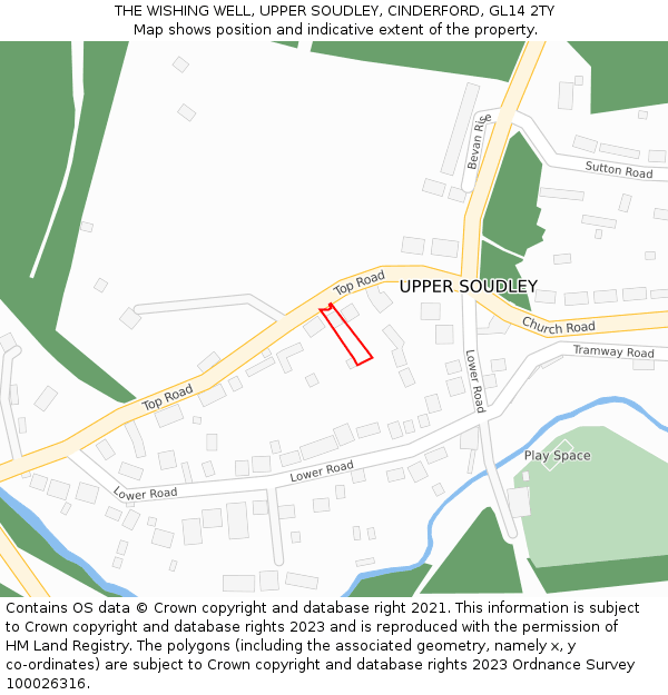 THE WISHING WELL, UPPER SOUDLEY, CINDERFORD, GL14 2TY: Location map and indicative extent of plot