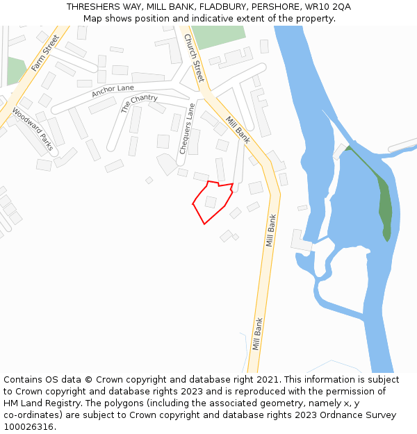 THRESHERS WAY, MILL BANK, FLADBURY, PERSHORE, WR10 2QA: Location map and indicative extent of plot