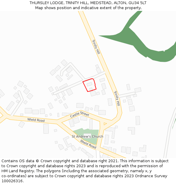 THURSLEY LODGE, TRINITY HILL, MEDSTEAD, ALTON, GU34 5LT: Location map and indicative extent of plot