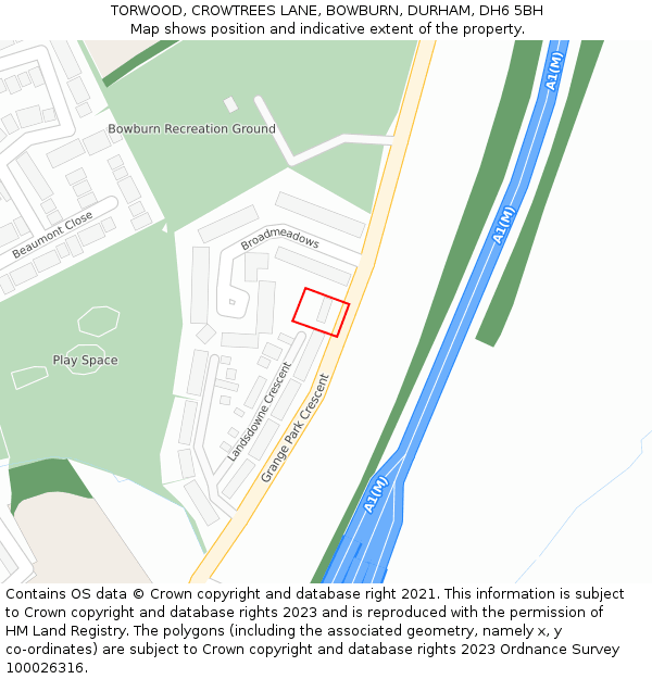 TORWOOD, CROWTREES LANE, BOWBURN, DURHAM, DH6 5BH: Location map and indicative extent of plot