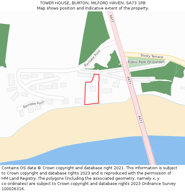 TOWER HOUSE, BURTON, MILFORD HAVEN, SA73 1PB: Location map and indicative extent of plot