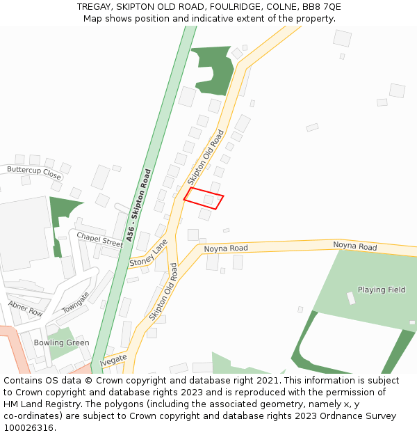 TREGAY, SKIPTON OLD ROAD, FOULRIDGE, COLNE, BB8 7QE: Location map and indicative extent of plot