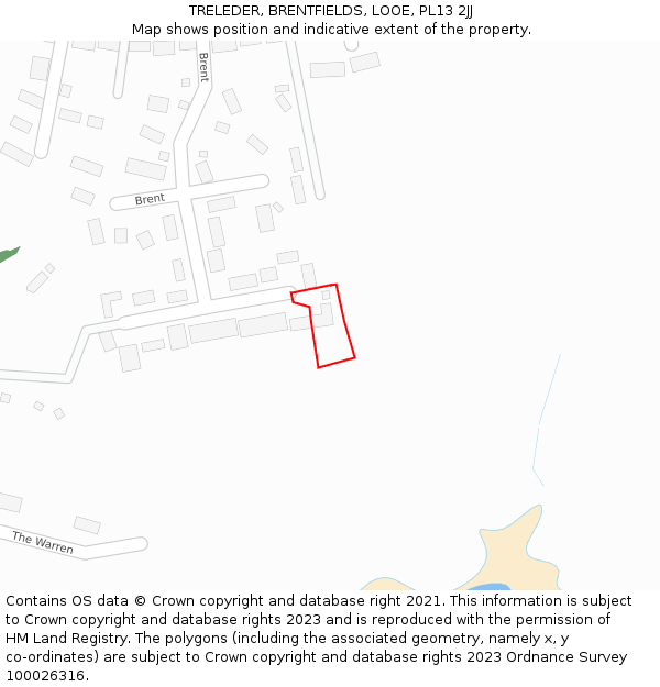 TRELEDER, BRENTFIELDS, LOOE, PL13 2JJ: Location map and indicative extent of plot