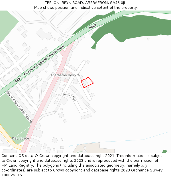 TRELON, BRYN ROAD, ABERAERON, SA46 0JL: Location map and indicative extent of plot