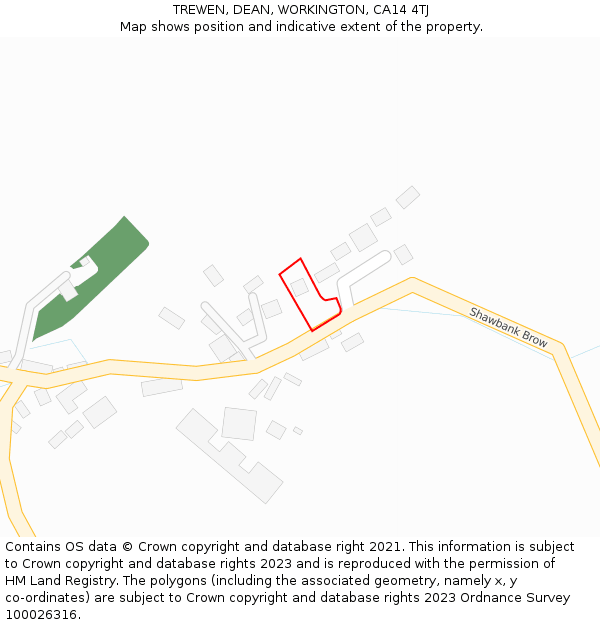 TREWEN, DEAN, WORKINGTON, CA14 4TJ: Location map and indicative extent of plot