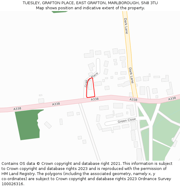 TUESLEY, GRAFTON PLACE, EAST GRAFTON, MARLBOROUGH, SN8 3TU: Location map and indicative extent of plot