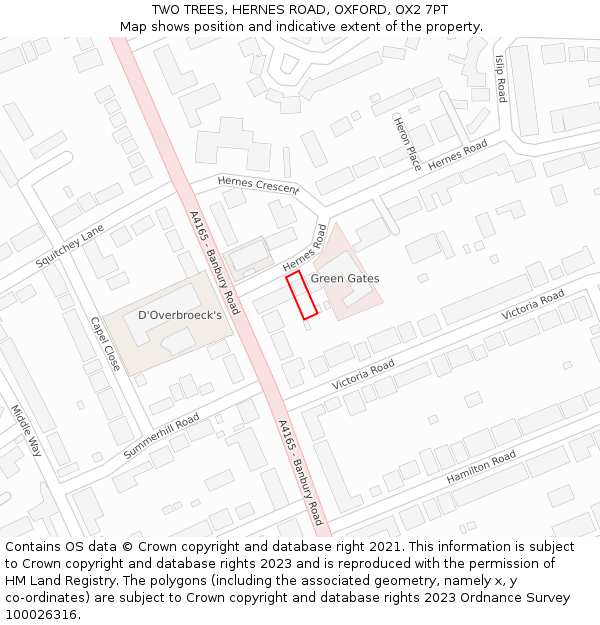 TWO TREES, HERNES ROAD, OXFORD, OX2 7PT: Location map and indicative extent of plot