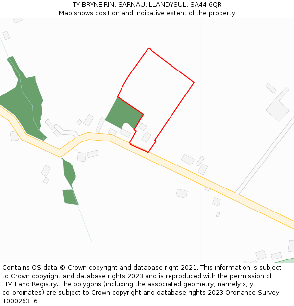 TY BRYNEIRIN, SARNAU, LLANDYSUL, SA44 6QR: Location map and indicative extent of plot