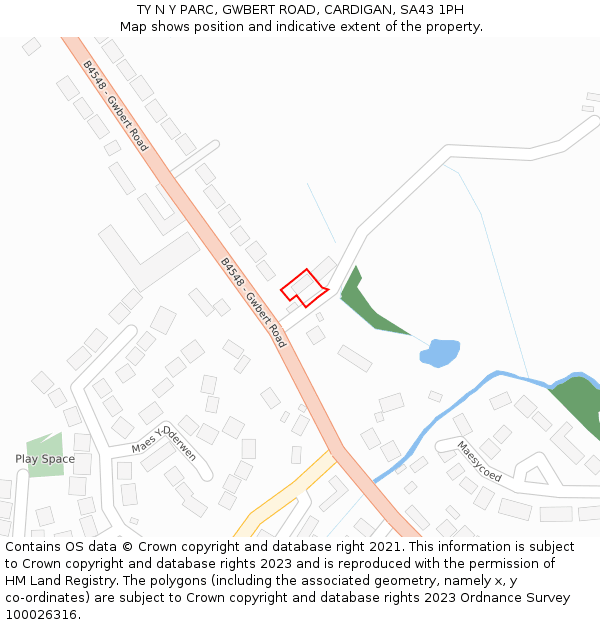 TY N Y PARC, GWBERT ROAD, CARDIGAN, SA43 1PH: Location map and indicative extent of plot