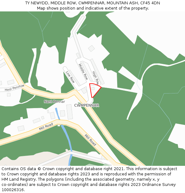 TY NEWYDD, MIDDLE ROW, CWMPENNAR, MOUNTAIN ASH, CF45 4DN: Location map and indicative extent of plot