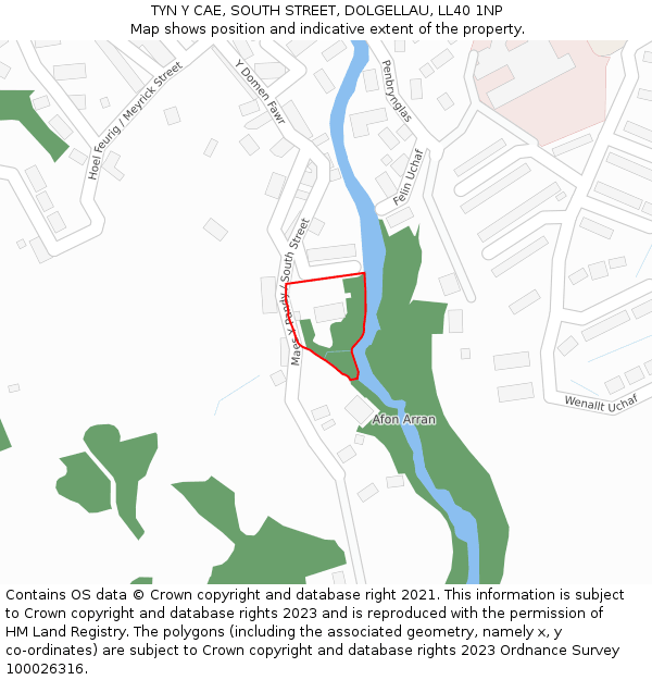 TYN Y CAE, SOUTH STREET, DOLGELLAU, LL40 1NP: Location map and indicative extent of plot