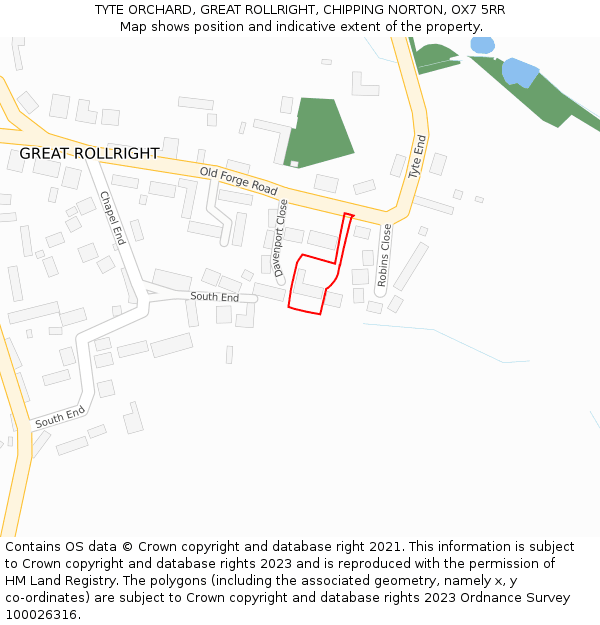 TYTE ORCHARD, GREAT ROLLRIGHT, CHIPPING NORTON, OX7 5RR: Location map and indicative extent of plot