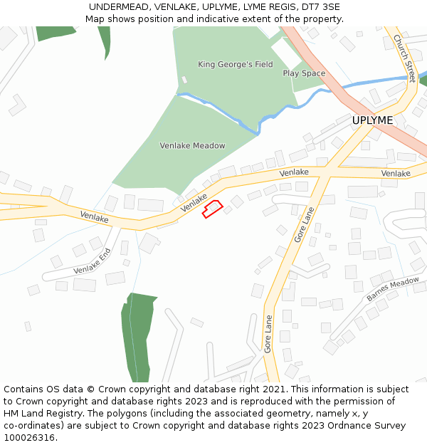 UNDERMEAD, VENLAKE, UPLYME, LYME REGIS, DT7 3SE: Location map and indicative extent of plot