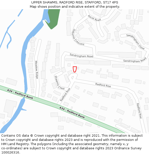 UPPER SHAWMS, RADFORD RISE, STAFFORD, ST17 4PS: Location map and indicative extent of plot