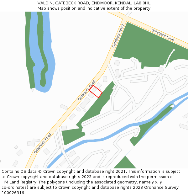 VALDIN, GATEBECK ROAD, ENDMOOR, KENDAL, LA8 0HL: Location map and indicative extent of plot