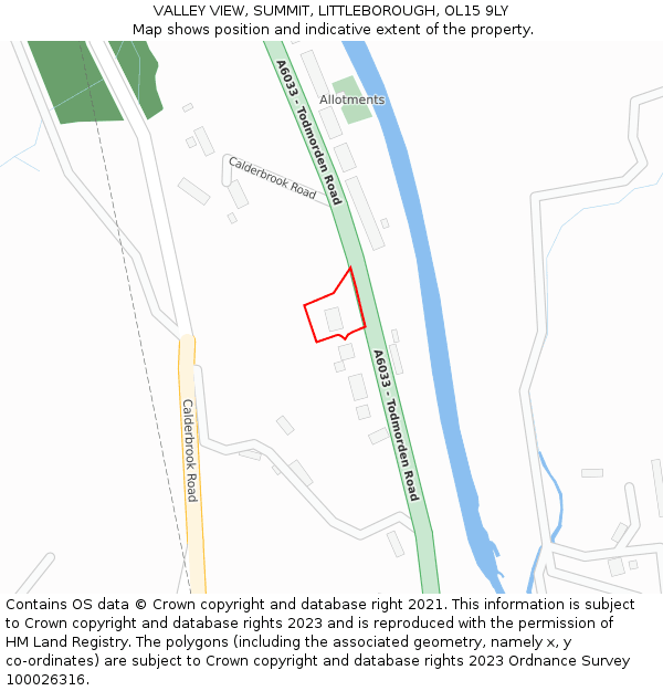 VALLEY VIEW, SUMMIT, LITTLEBOROUGH, OL15 9LY: Location map and indicative extent of plot