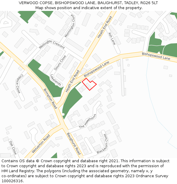 VERWOOD COPSE, BISHOPSWOOD LANE, BAUGHURST, TADLEY, RG26 5LT: Location map and indicative extent of plot