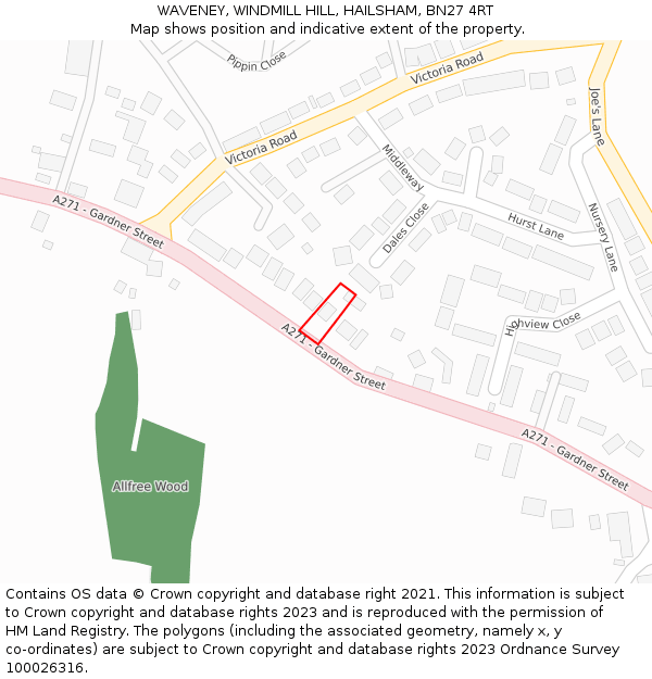 WAVENEY, WINDMILL HILL, HAILSHAM, BN27 4RT: Location map and indicative extent of plot