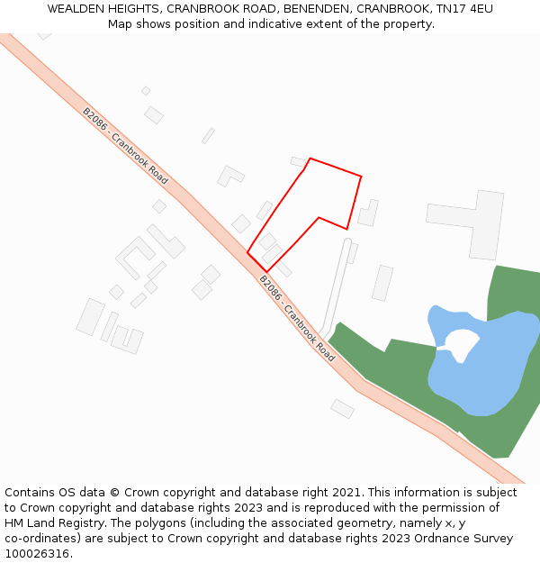 WEALDEN HEIGHTS, CRANBROOK ROAD, BENENDEN, CRANBROOK, TN17 4EU: Location map and indicative extent of plot